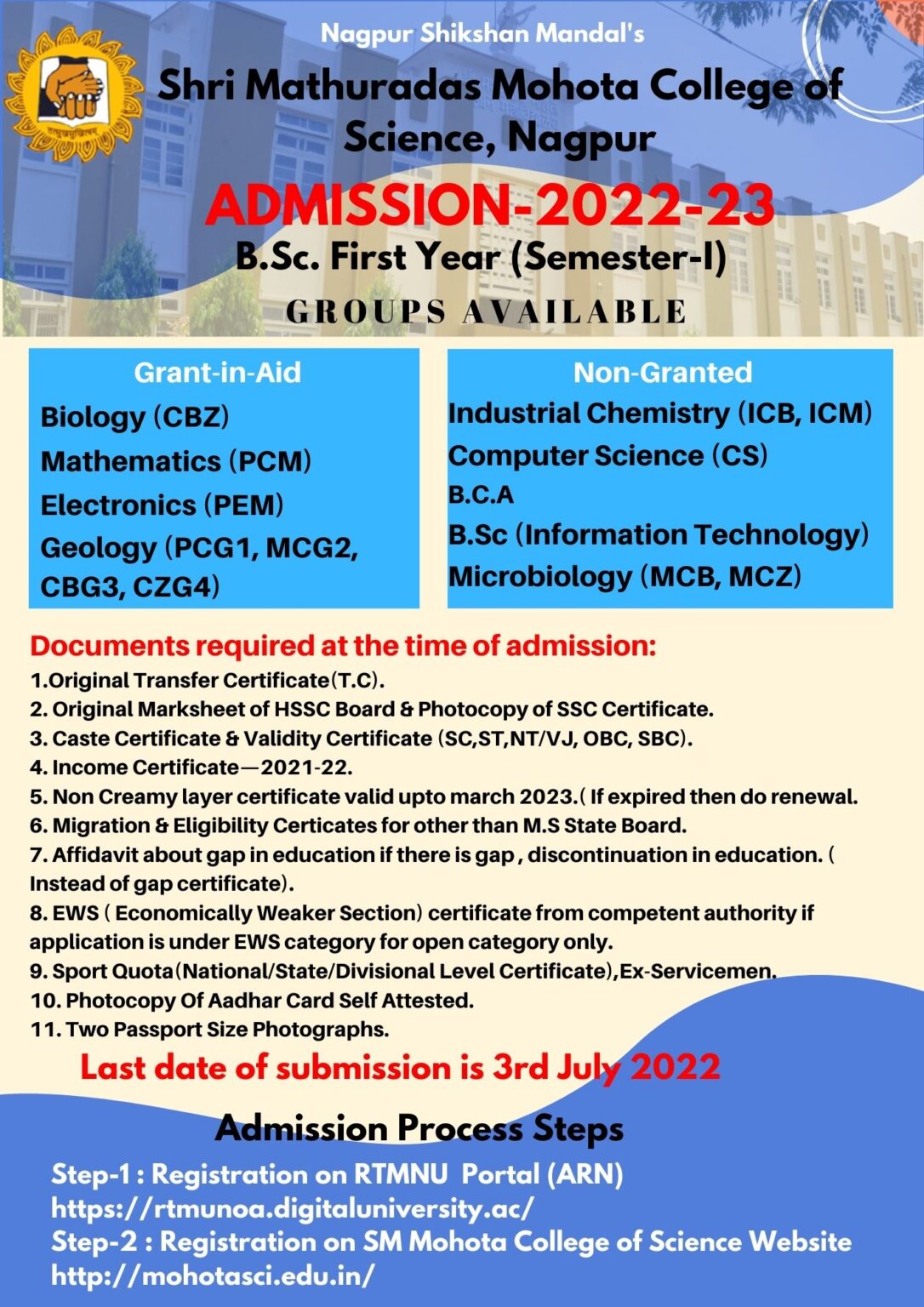 UG Admissions 2022-23 | Shri Mathuradas Mohota College of Science, Nagpur